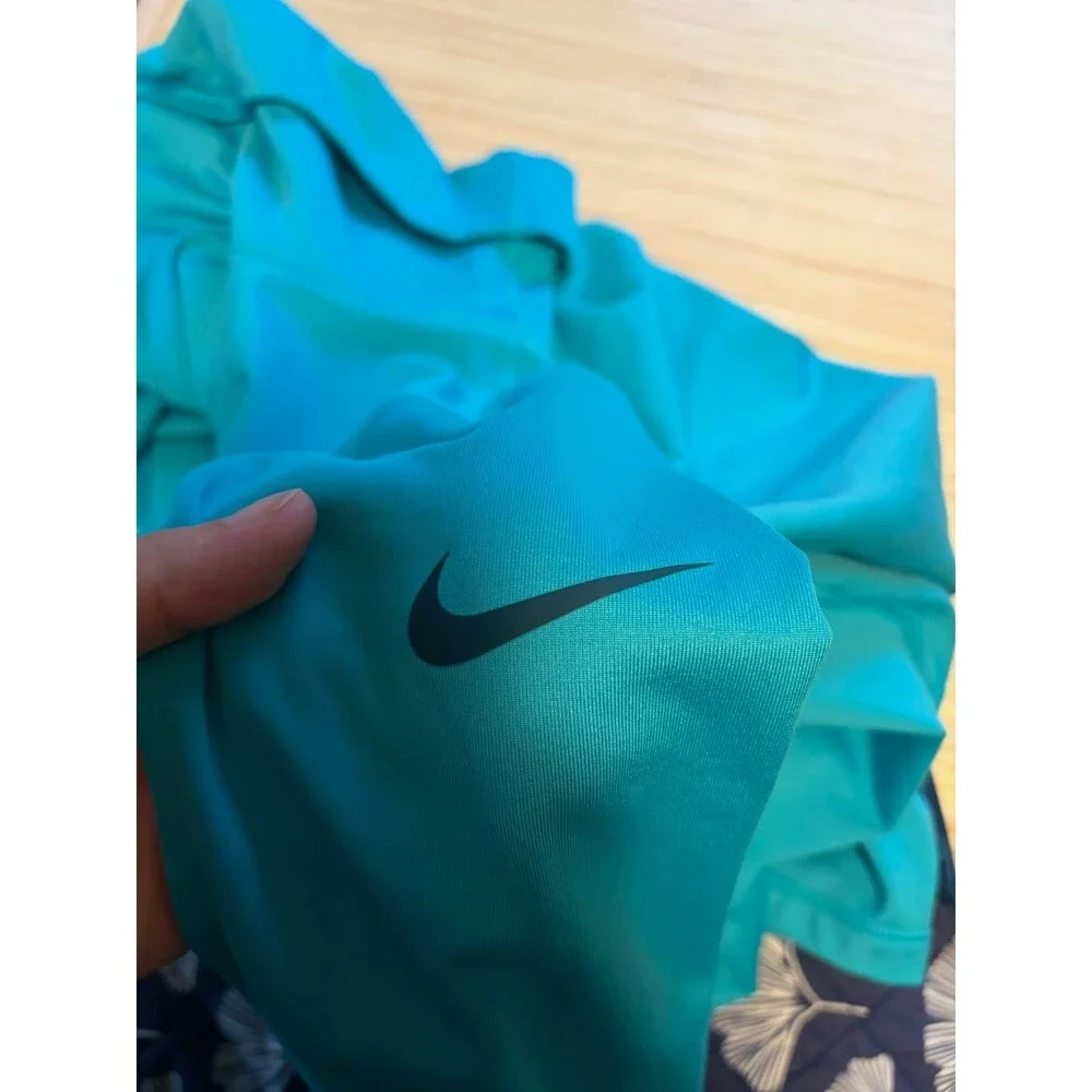 Nike Pro Dri-FIT Womens L Teal Cowl Neck Long Sleeve Thumbhole Running Top